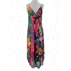 strapless open back dress Soft Pink Floral Delhi Tapestry Midi Dress